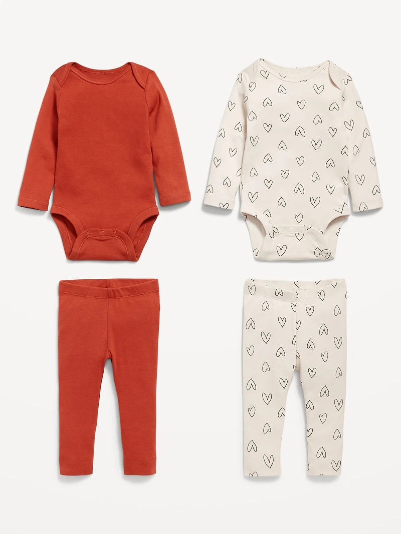 Printed Bodysuit and Leggings 4-Piece for Baby