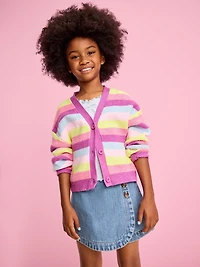 High-Waisted Wrap-Front Jean Skort for Girls