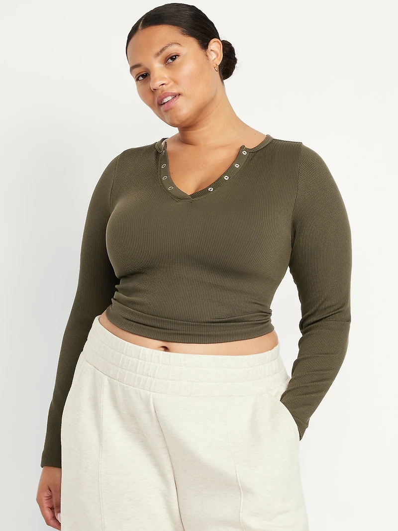 Exhale Seamless Cropped Henley Top