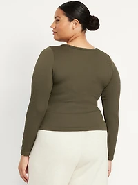 Exhale Seamless Cropped Henley Top