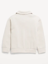 Oversized Long-Sleeve Ribbed Polo Sweater for Toddler Boys