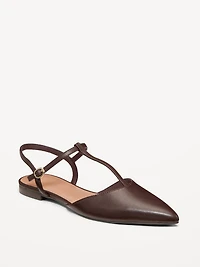 Faux-Leather Mary Jane T-Strap Flats for Women