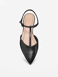 Faux-Leather Mary Jane T-Strap Flats for Women