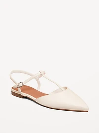 Faux-Leather Mary Jane T-Strap Flats for Women