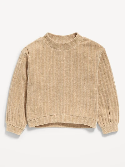 Cozy Mock-Neck Chenille Sweater for Toddler Girls