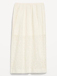 High-Waisted Lace Midi Skirt