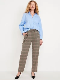 High-Waisted Billie Straight Plaid Ankle Trouser