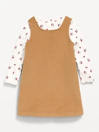 Long-Sleeve T-Shirt and Corduroy Dress Set for Toddler Girls