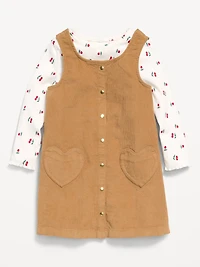 Long-Sleeve T-Shirt and Corduroy Dress Set for Toddler Girls