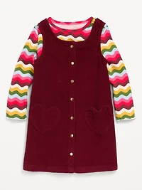 Long-Sleeve T-Shirt and Corduroy Dress Set for Toddler Girls