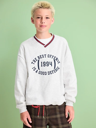 Oversized V-Neck Graphic Sweatshirt for Boys