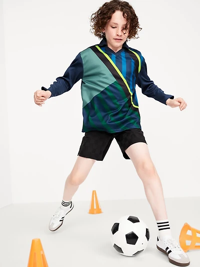 Oversized Long-Sleeve Collared Soccer Top for Boys