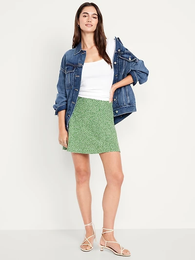 High-Waisted Crepe Mini Skirt