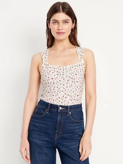 Trapeze-Neck Floral Top