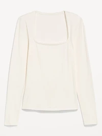 Long-Sleeve Square-Neck Top