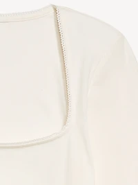 Long-Sleeve Square-Neck Top