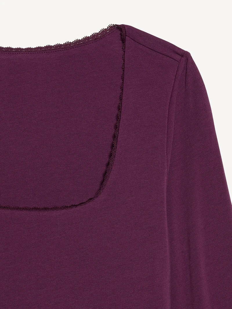 Fitted Double-Layer Scoop-Neck Top