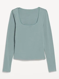 Fitted Double-Layer Scoop-Neck Top