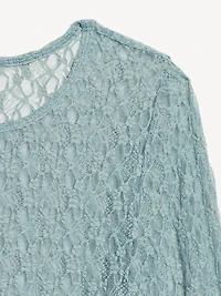 Long-Sleeve Lace Crew-Neck Top