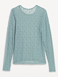 Long-Sleeve Lace Crew-Neck Top