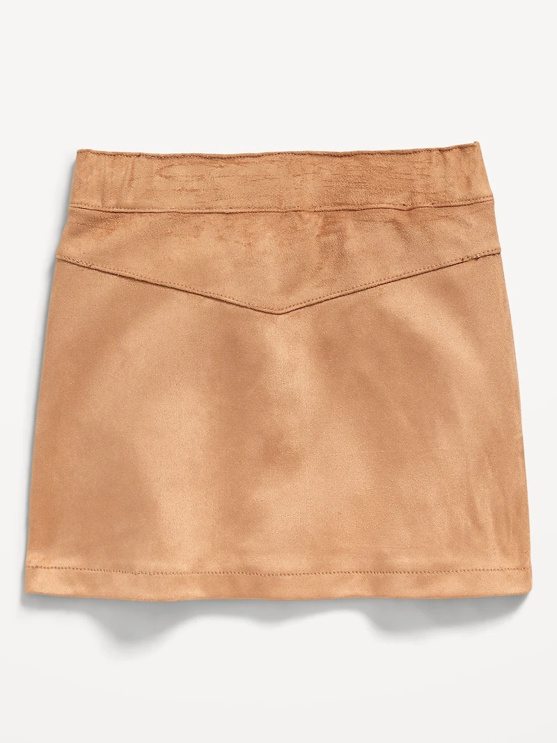 Button-Front Faux-Suede Skirt for Toddler Girls