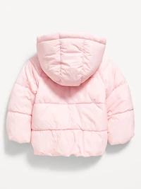 Water-Resistant Embroidered Puffer Jacket for Toddler Girls