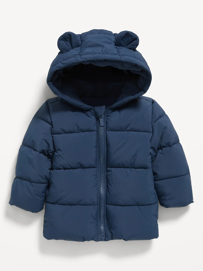 Water-Resistant Hooded Critter Puffer Jacket for Baby