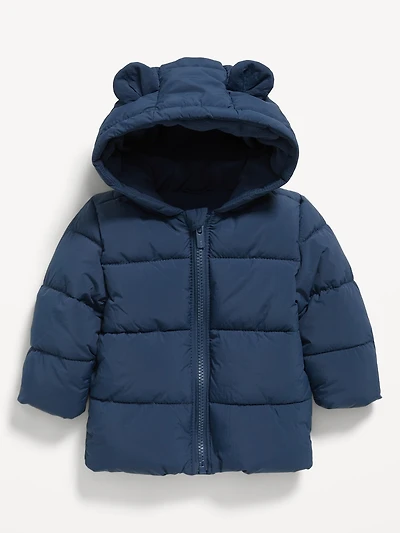 Water-Resistant Hooded Critter Puffer Jacket for Baby