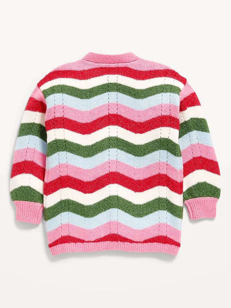 Printed Open-Front Cardigan Sweater for Toddler Girls