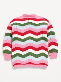 Printed Open-Front Cardigan Sweater for Toddler Girls