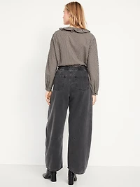 High-Waisted Pull-On Barrel Jeans
