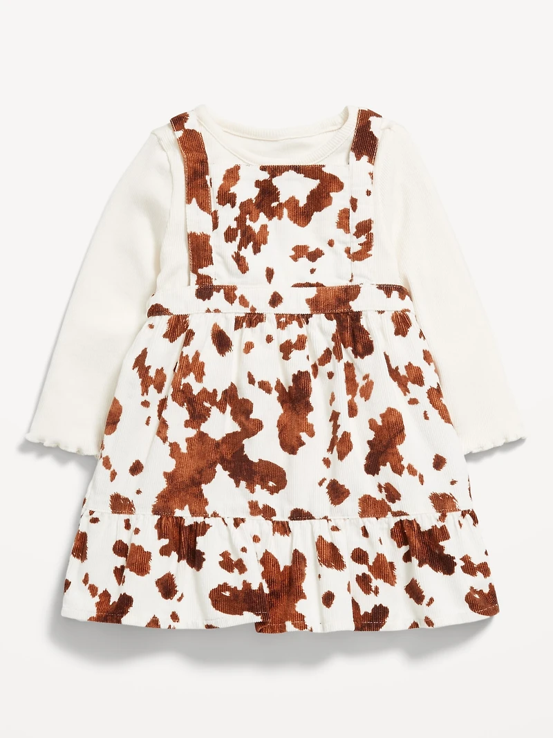 Long-Sleeve Ribbed T-Shirt and Corduroy Dress Set for Baby