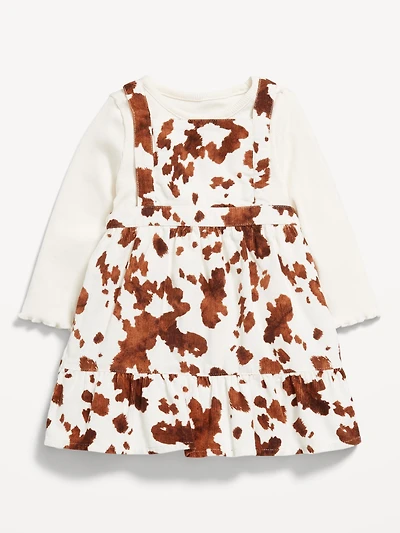 Long-Sleeve Ribbed T-Shirt and Corduroy Dress Set for Baby