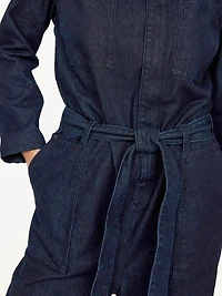 Long-Sleeve Denim Jumpsuit