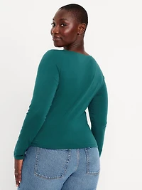 Fitted Double-Layer Scoop-Neck Top