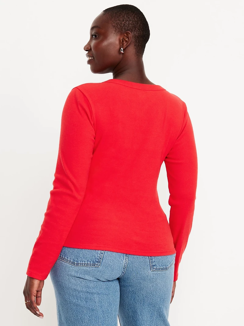 Cozy Snug Long-Sleeve V-Neck T-Shirt