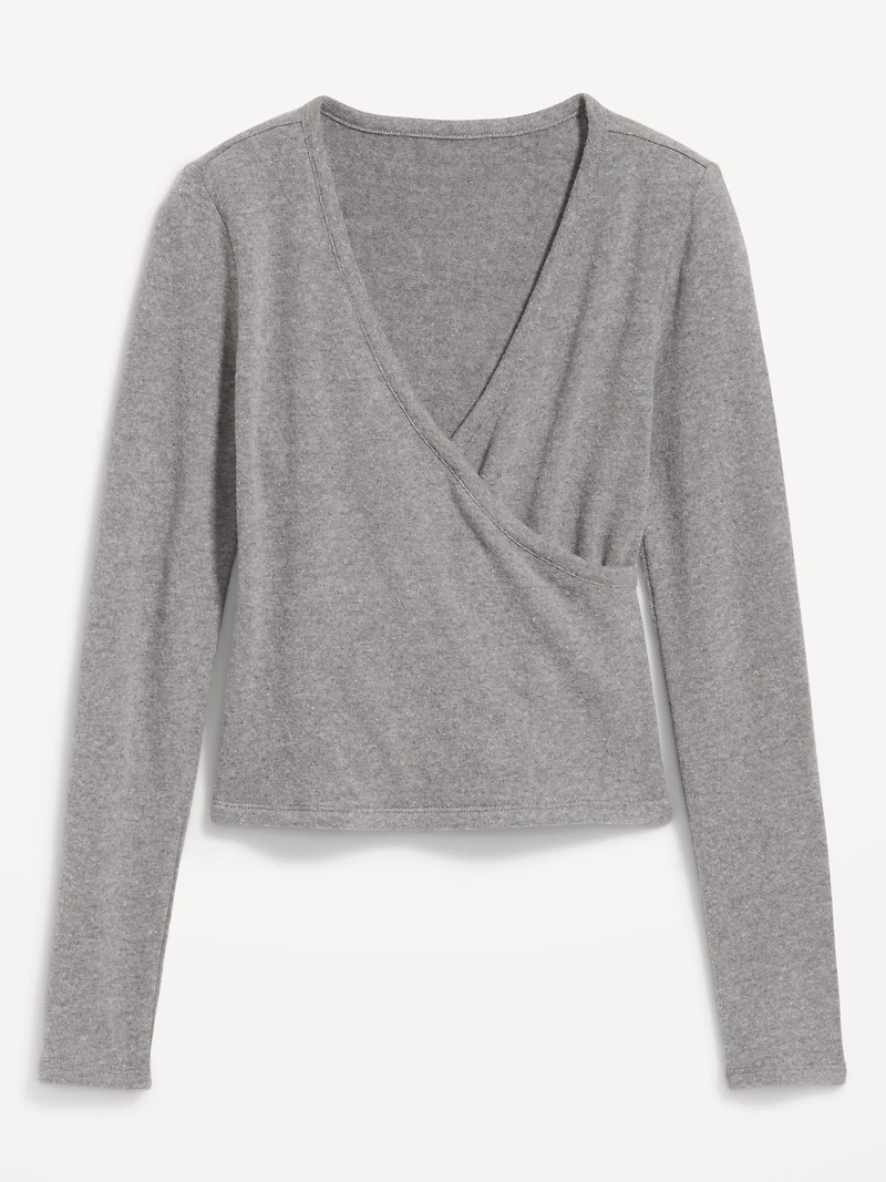Long-Sleeve Wrap-Front Top