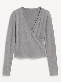 Long-Sleeve Wrap-Front Top