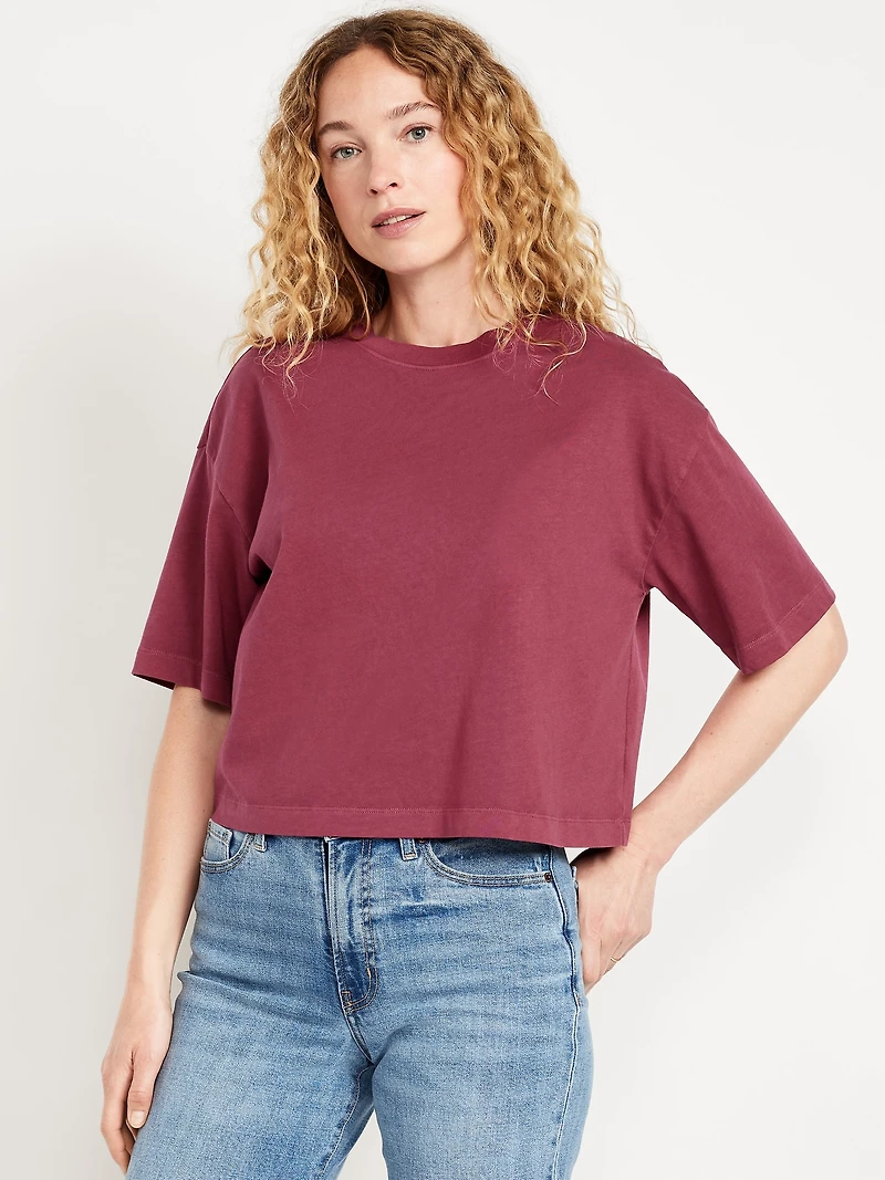 Vintage Crew-Neck Cropped T-Shirt