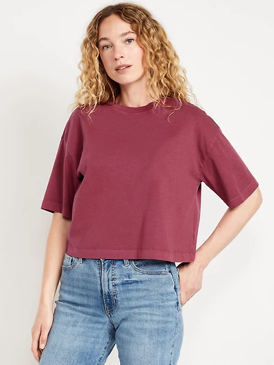 Vintage Crew-Neck Cropped T-Shirt