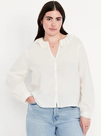 Ruffle Button-Down Shirt