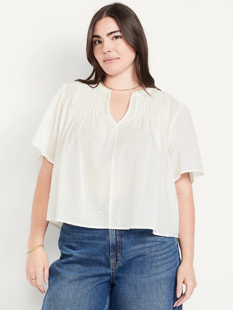 Flutter-Sleeve Swiss Dot Top