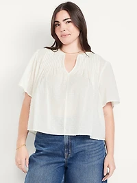 Flutter-Sleeve Swiss Dot Top