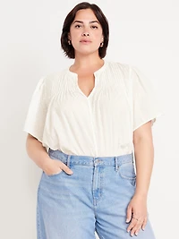 Flutter-Sleeve Swiss Dot Top