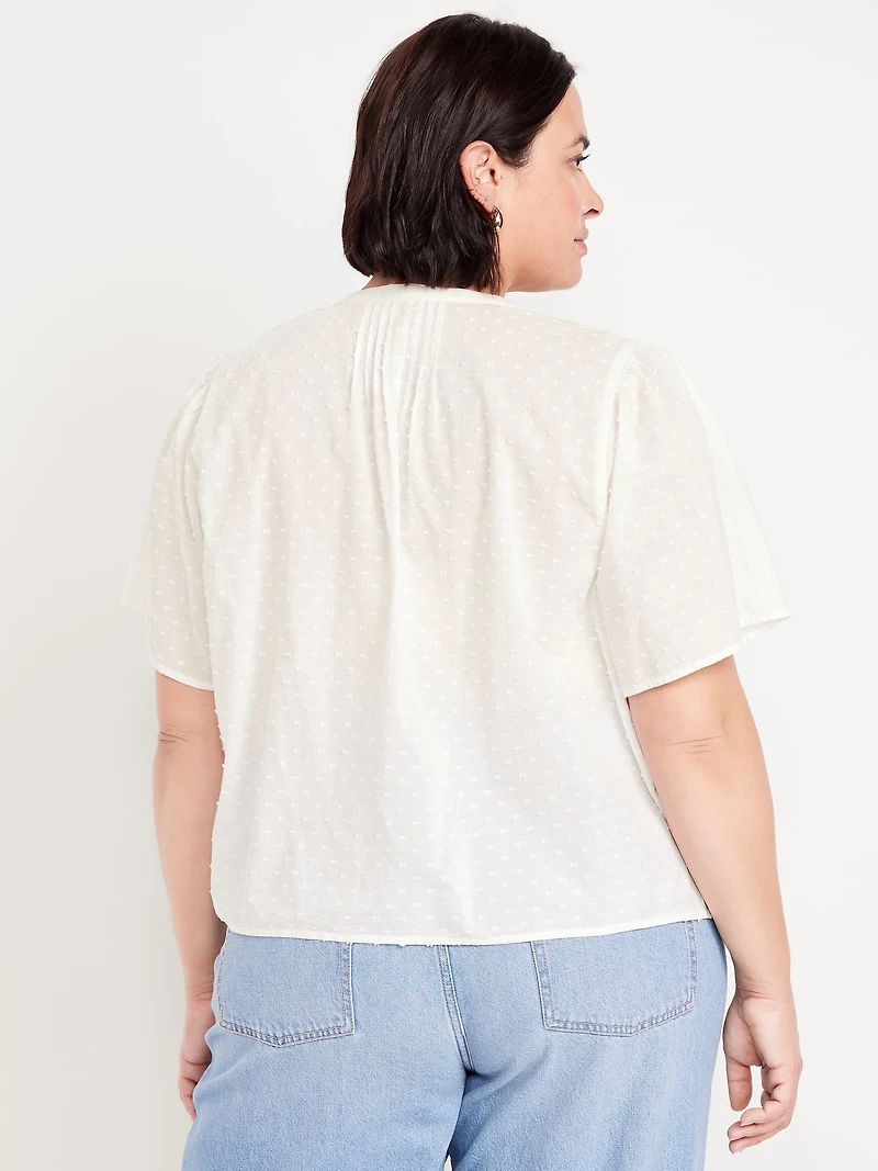 Flutter-Sleeve Swiss Dot Top