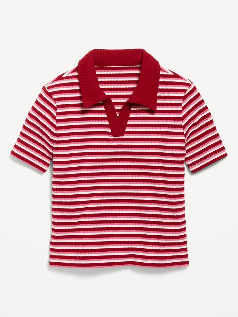 Short-Sleeve Fitted Collared Top for Girls