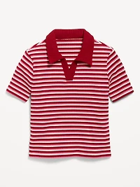 Short-Sleeve Fitted Collared Top for Girls