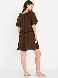 Satin Ruffle Mini Dress