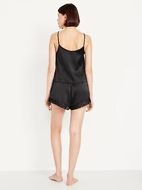 Lace-Trim Satin Pajama Short Set