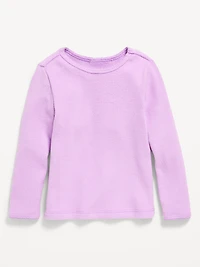 Cozy Long-Sleeve Waffle-Knit T-Shirt for Toddler Girls